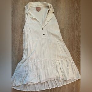 Show Me Your Mumu collared white dress buttons textured tiered lined small